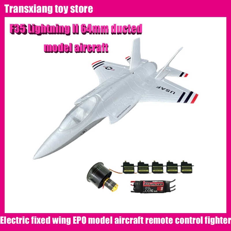 

Large Size F35 Lightning 64mm Ducted Electric Fixed Wing Epo Aircraft Model Collision Avoidance Remote Control Fighter Toy Gift
