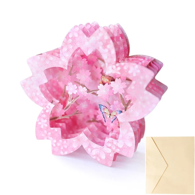 Carte de vœux pop-Up 3D, boîte à fleurs de cerisier, cartes ajourées en  papier sculpté pour la fête des mères, Invitation de bénédiction de la  saint-valentin - AliExpress