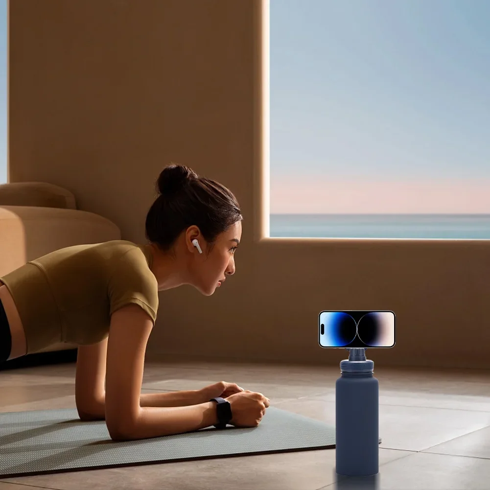 For MagSafe 1000ML Insulated Bottle Water Bottle with Rotating Phone Holder Water Flask Thermal Water Cup for Outdoor Sports