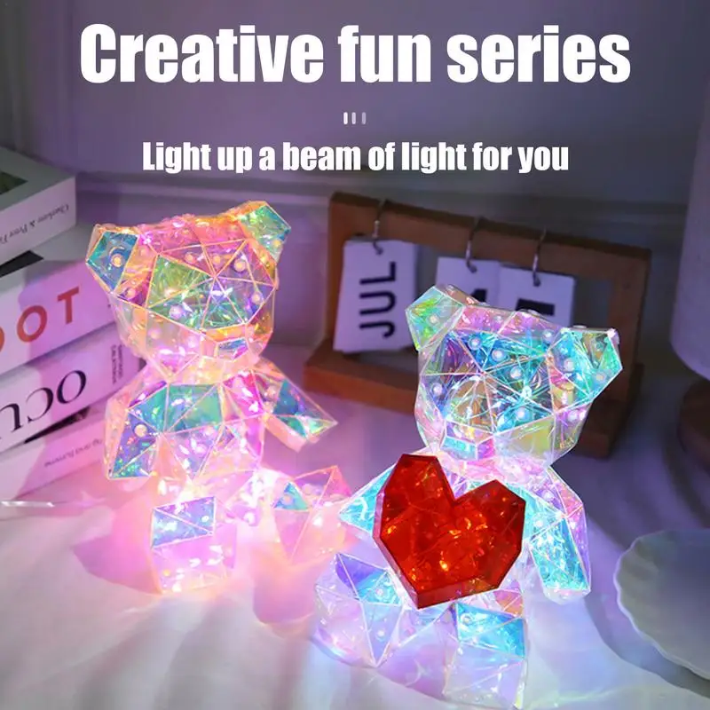 

Bear Night Light Cute Table Lamp Bedside Night Light Color Changing Ambient Nightstand Animal Night Light Lodge Lamps For Room