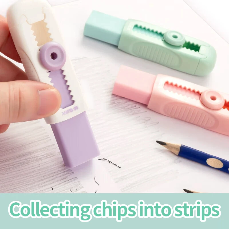 Pencil Eraser Push-pull Rubber with 4 Refills Erasers Cute Pencil Eraser Student Kawaii Rubber School Stationery Office