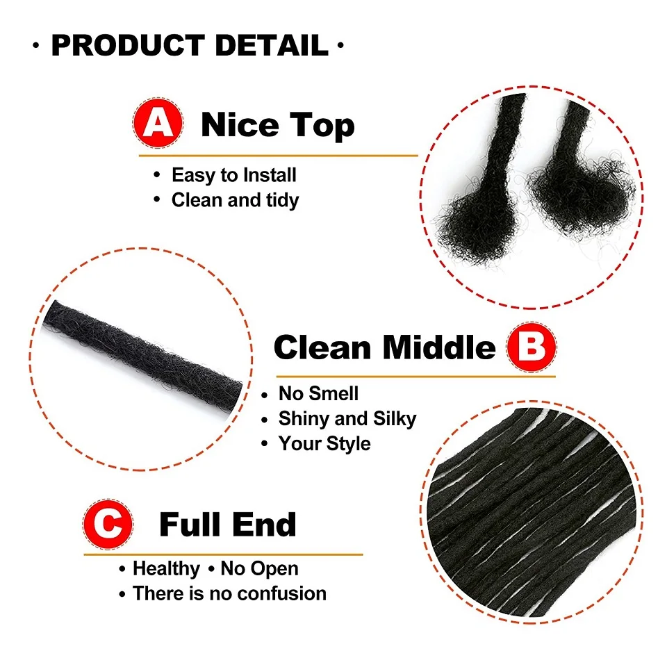 Dreadlocks Brazilian Virgin Human Hair Strand Crochet Braid Hair Loc Extensions 0.6 cm human braiding hair braiding hair extensions human hair extensions