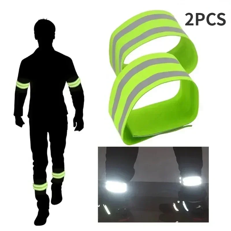 2PCS Car Reflect Straps Night Walking Cycling Running Safety Reflector Tape Reflective Bands for Wrist Arm Ankle Leg High