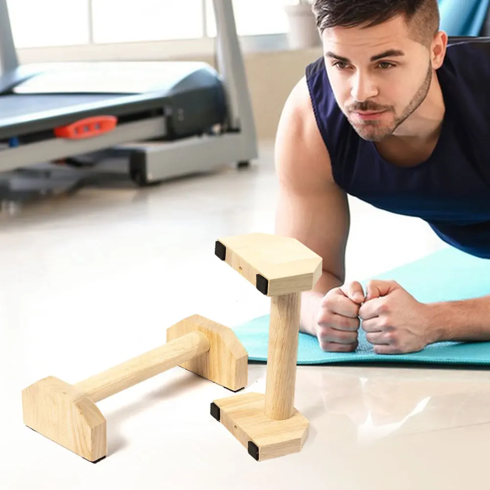 New Push-up Stand Handles Wooden Push Up Bar Beech Non-Slip Parallel Bars for Home Wood Parallettes Bar Exercise Equipment