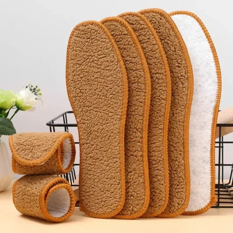 Thicken Cashmere Insoles Winter Plush Warmth Cold-proof Snow Boots Unisex Shoe Pad Soft Fluffy Insole Deodorant Shoe Accessories