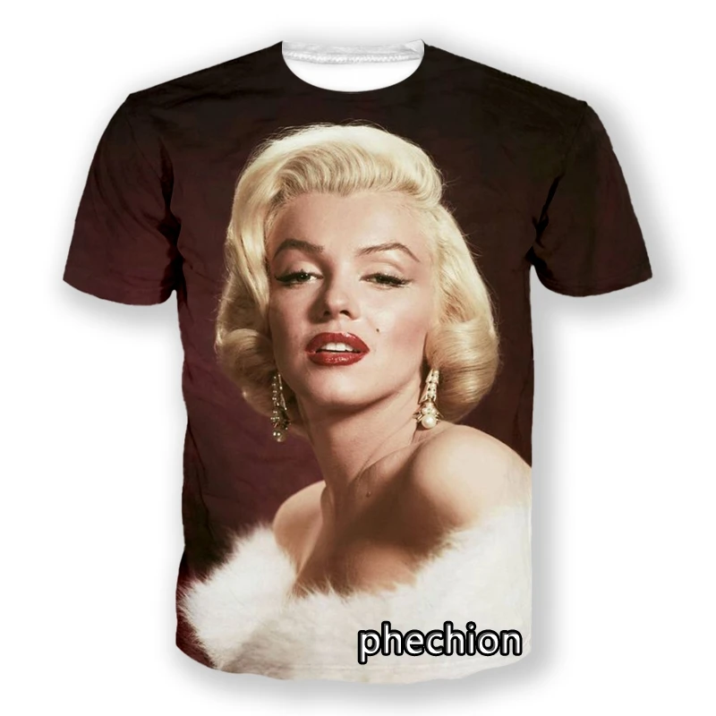 

Phechion Новая мода для мужчин/женщин Мэрилин Монро 3D печать короткий рукав Повседневная футболка спортивные хип-хоп летние топы L230