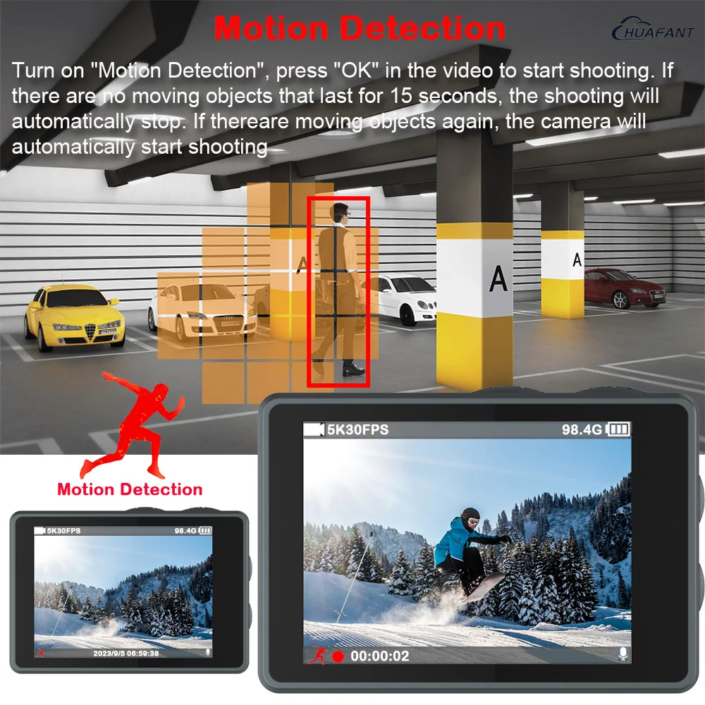5K 4K60FPS Action Camera Dual IPS Touch LCD DVR EIS 170° 30M Waterproof 5X Zoom Sport Camera With Wireless Mic&Remote Control 5