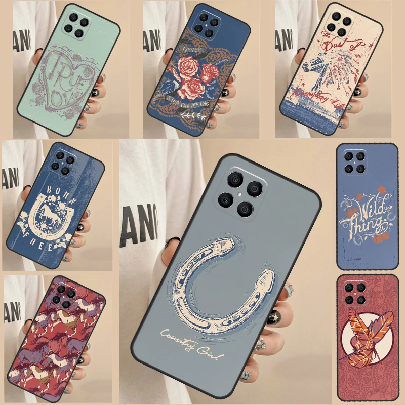 Boho Western Wild Horses Feathers Native Funda Per Nubia Red Magic 8S Pro Plus 6S 7S 6 7 Pro 5G 5S 6R Red Magic 8 Pro Custodia Per Telefono