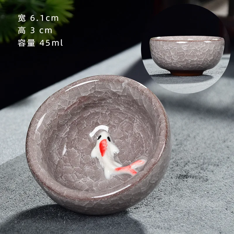 Tea Cup Porcelain Celadon Fish Teacup Small Carp Teacups Kung Fu Teaware Accessories Personalised Ceramic Oolong Tea Tasting Utensils