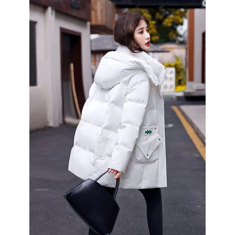 2023 New Women Down Jacket Winter Coat Female Keep Warm Thick Parkas Fashion Age Reduction Hooded Outwear Short Loose Overcoat