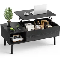 Wood Lift Top Coffee Table with Hidden Compartment and Large Storage Shelf, Lift Tabletop Dining Center Table 1