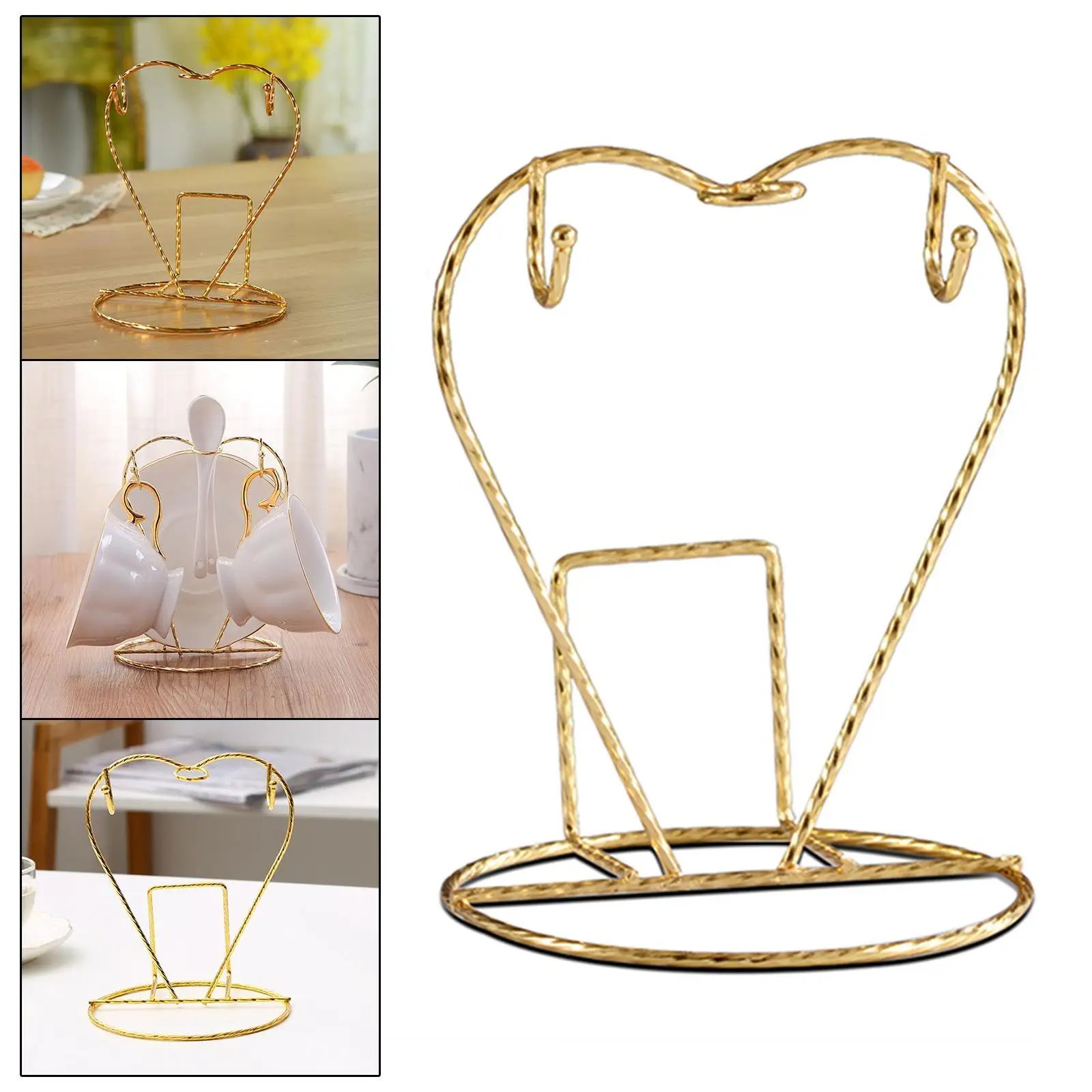Ceramic Cup Holder Stainless Steel Nail-free Coffee Cup Mug Holder Cup Display Stand Hanging Drain Rack Wine Glass Holder 5