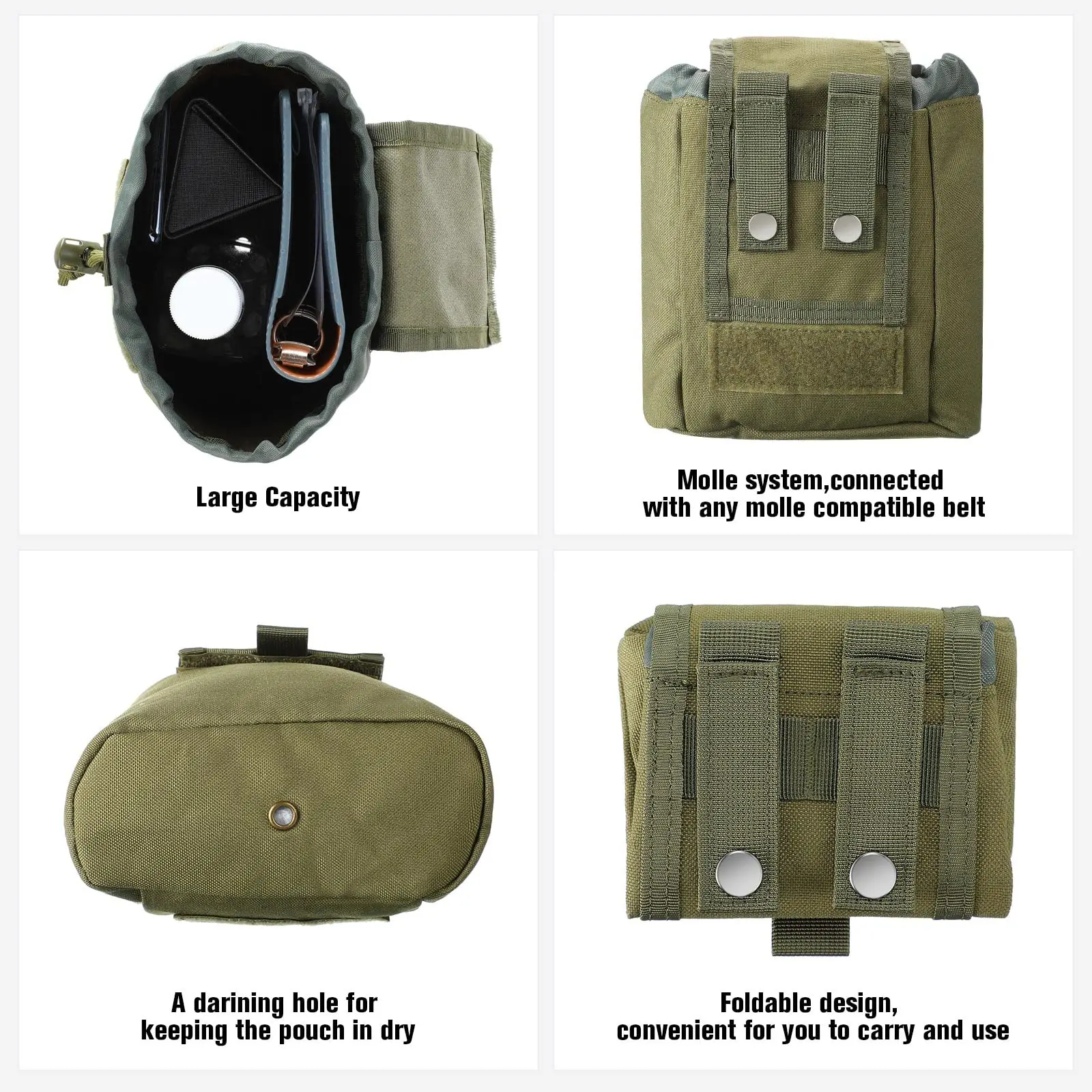 BraveHawk OUTDOORS MOLLE Dump Pouch - 900D Nylon Tactical Magazine Recovery Bag, Waterproof - View #12