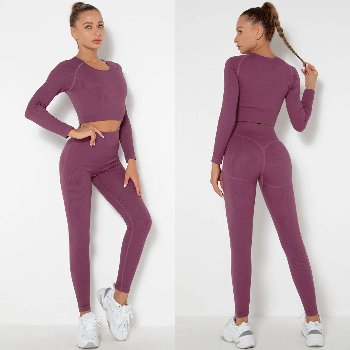 

Seamless Women Yoga Set Workout Tracksuit High Waist Leggings Sport Long Sleeves Bra Crop Top Fitness Shorts Sports Gym Suits
