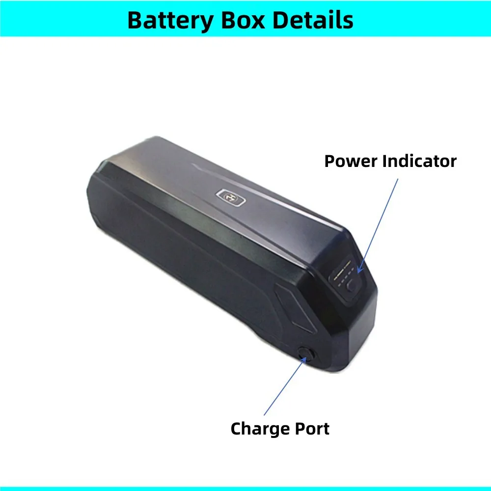 Short Down Tube Dolphin Ebike Battery Box 52 pcs 18650 cells 48v 36v Li-ion Case