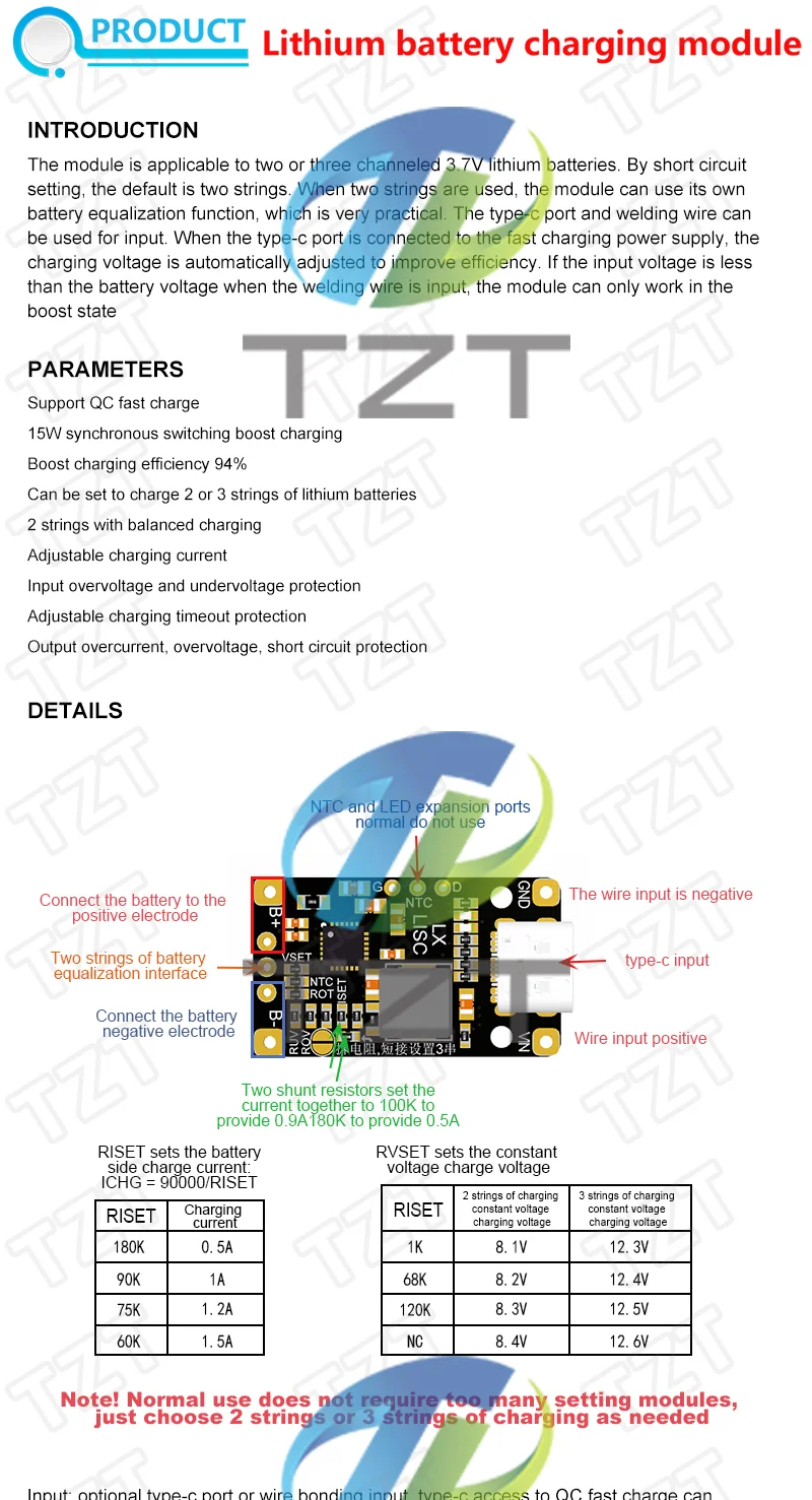 Typ-C USB 2-3s BMS 15W 8,4 V 12,6 V 1,5 A Lithium-Batterie-Lade-Boost-Modul mit symmetrischer Unterstützung Schnell ladung mit Anzeige – Detail 5