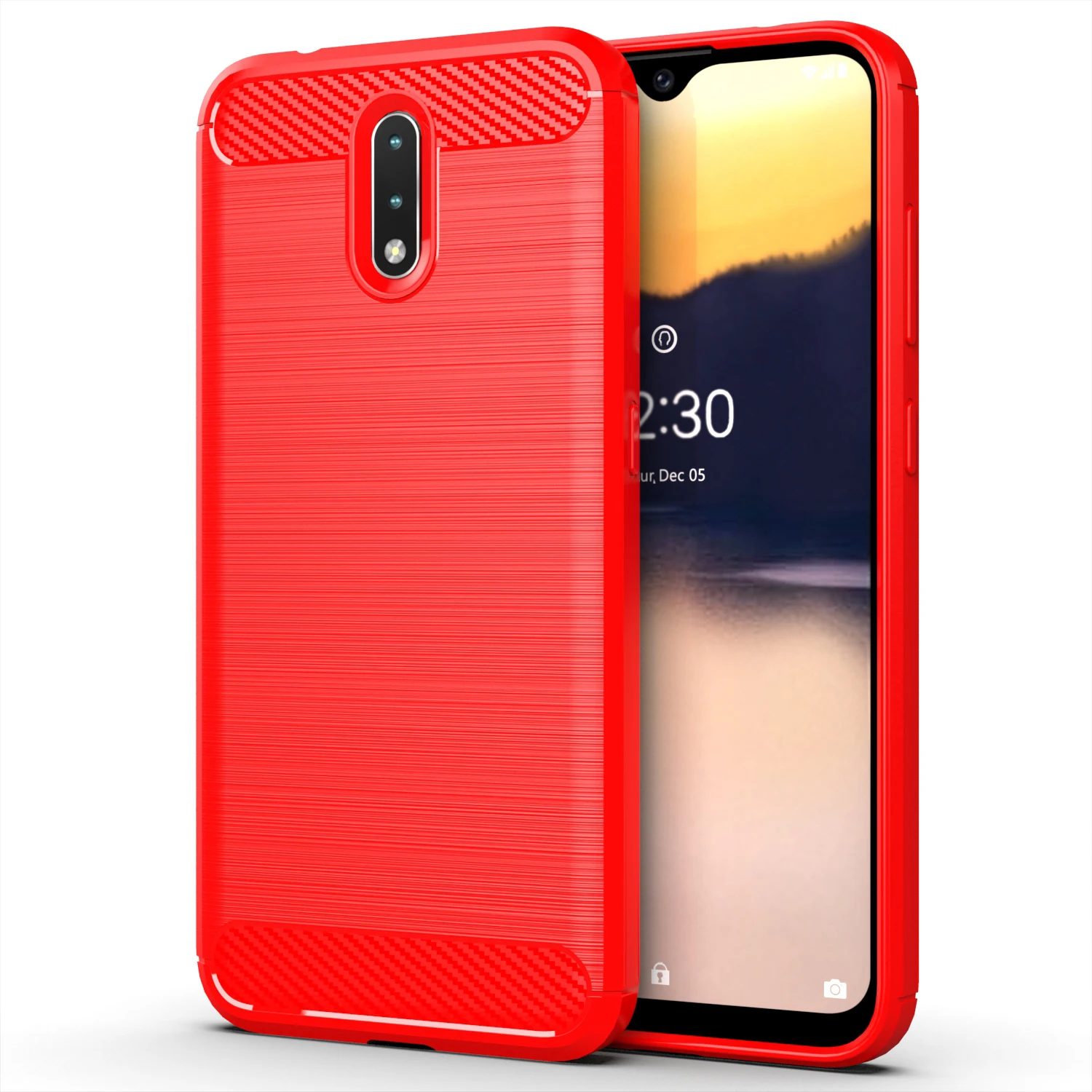 Silicone Shockproof Matte Back Case - Soft Carbon Fiber Design