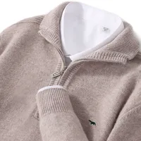 Cashmere Sweater Thicked Fit Men's Half Height Zipper Stand Neck Pullover Knitted Coat Winter Wool Sweater Plus Size 4XL 1