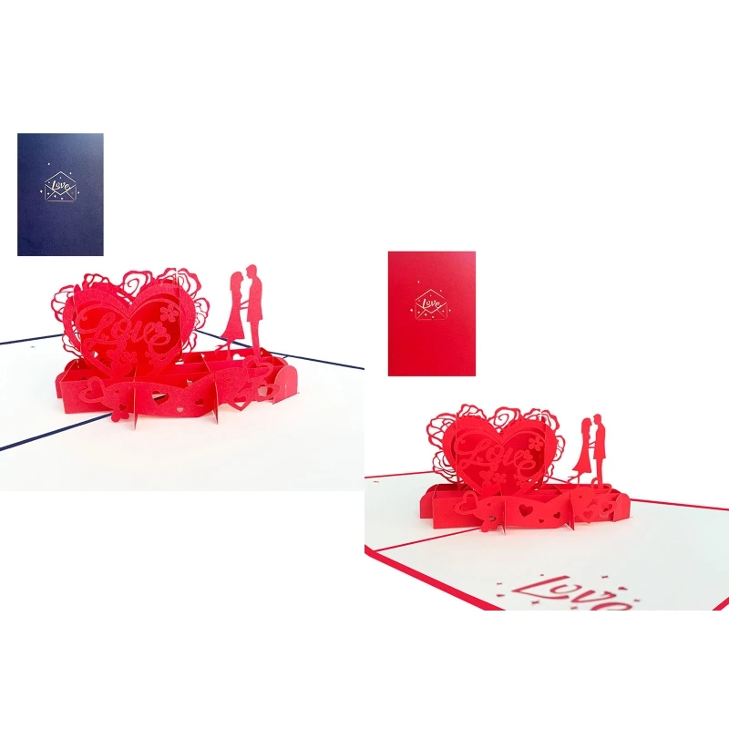 Y1Uu Cuore D'Amore Per Biglietto Pop-Up Biglietti D'Auguri Pop-Up 3D Per Anniversario Matrimonio Regalo Per