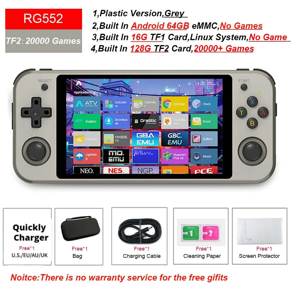 RG552 MAX 30000 Games RG552 Anbernic Retro Video Game Console Dual systems Android Linux Pocket Game Player Free Quickly Charger 