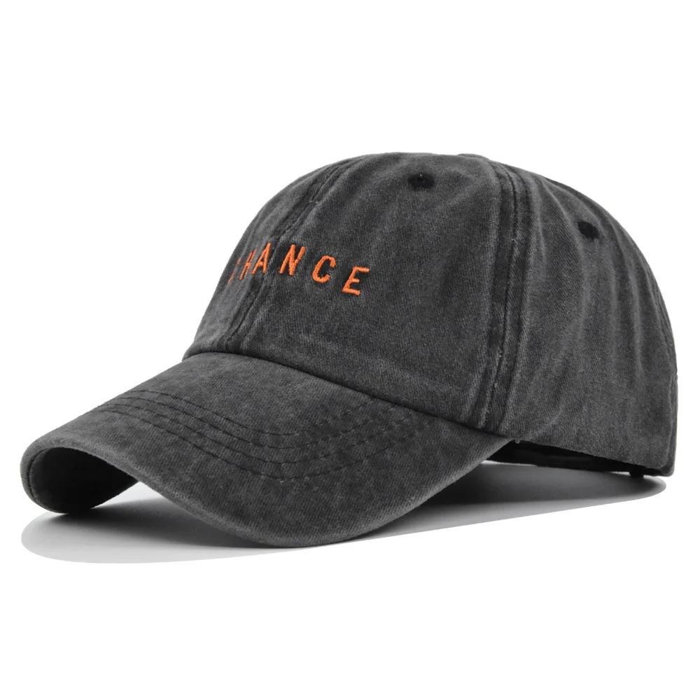 Retro Chance Brief Stickerei Baseball Caps Männer Frühling Gewaschen Baumwolle Einstellbar Casual Hut Hiphop Street Wear Sonnenhut für Männer