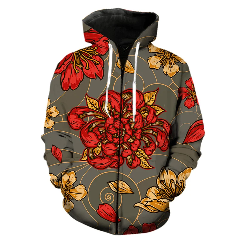 thumbnail image 1 of Sudadera con capucha y cremallera con diseño de dragón samurái y guerrero fantasma para hombre, estilo Harajuku, con estampado 3D de carpa, informal, de manga larga, para primavera, 1 of 5
