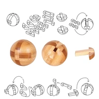 Kids Children Adult Kong Ming Luban Lock 3D Handmade Bamboo Math Puzzles Brain Teasers Educational Finger Toy Birthday Xmas Gift 6