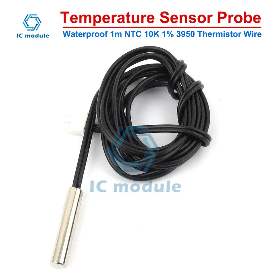 Lot De 5 Capteurs Température NTC 10K Ohm 3435 - Sonde Cylindrique Avec Fil 1m, Pour Climatisation, Voiture