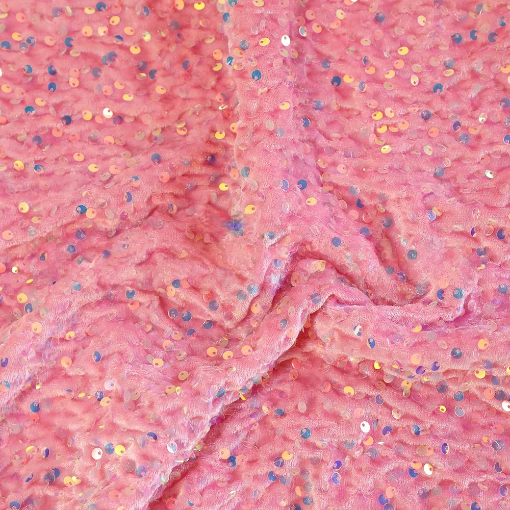 Vibrant Multicolor Sequined Embroidered Velvet Fabric