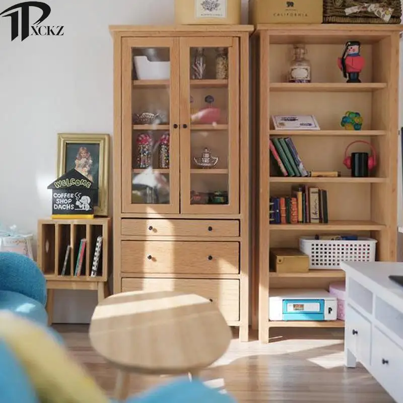 

1 шт., 1:12 миниатюрный книжный шкаф для кукольного домика, стеллаж для кабинета, украшение для гостиной, аксессуары для кукольного домика, модель мебели