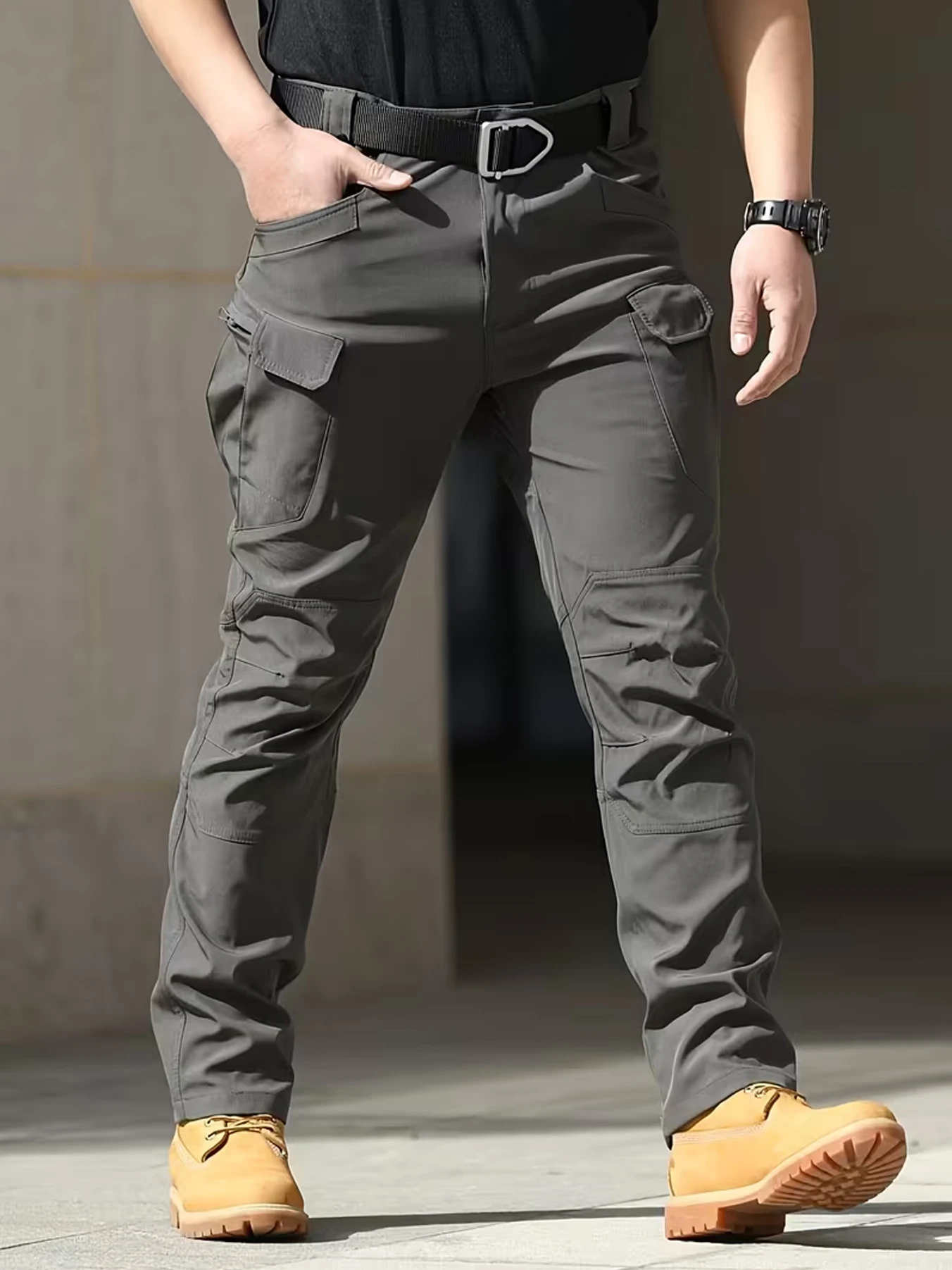 Herren Multi-Pocket Cargo-Hose - Dehnbarer, Atmungsaktiver Stoff | Maschinenwaschbare Regular-Fit Softshell-Hose | Outdoor Freizeitkleidung Lang – Detail 5