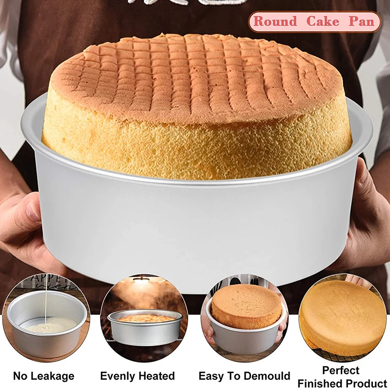 1 Piece Round Cake Pan with Removable Bottom, Cheesecake Chiffon Mold Baking  Mould Anodized Aluminum 10cm Deep baking pan - AliExpress