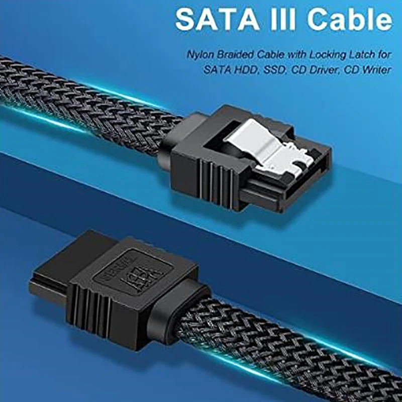 【C】SATA 3.0 III SATA3 7핀 데이터 케이블 6Gb/S SSD 케이블 HDD 하드 디스크 드라이브 코드 라인(나일론 프리미엄 슬리브 포함)