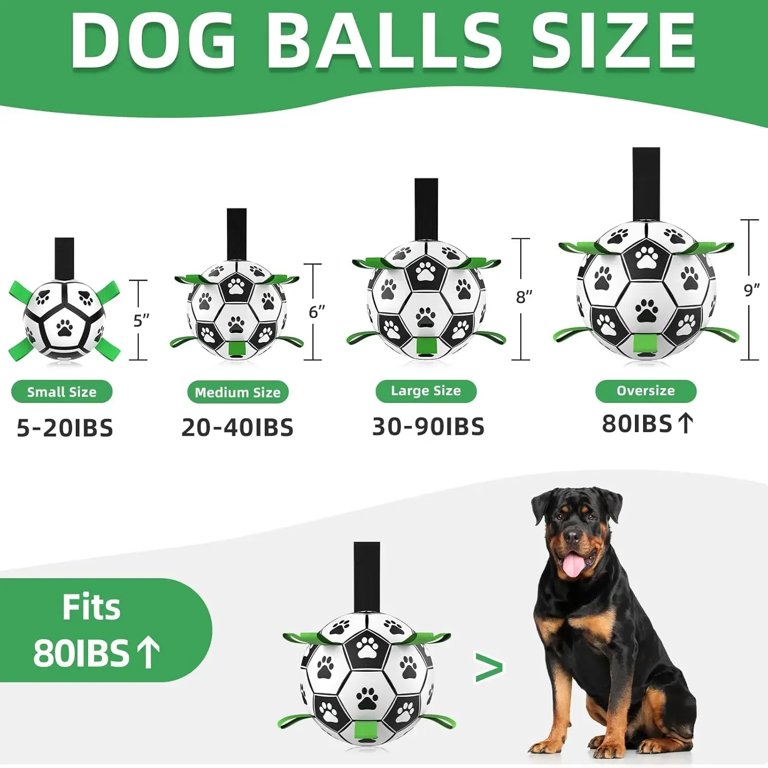 Dog Toys Extra Large Soccer Ball with Straps,Interactive Dog Toys,Durable Balls for Large Dogs