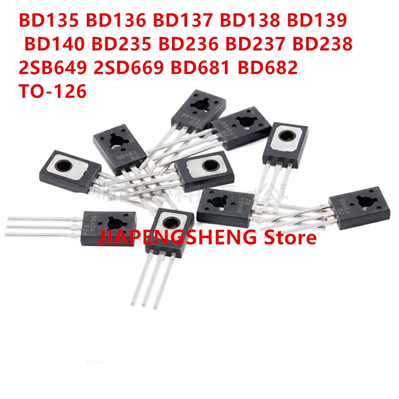 

Питание 50 шт., в Триод, TO-126, BD135, BD136, BD137, BD138, BD139, BD140, BD681, BD682, 2SB649, 2SD669, TO-126