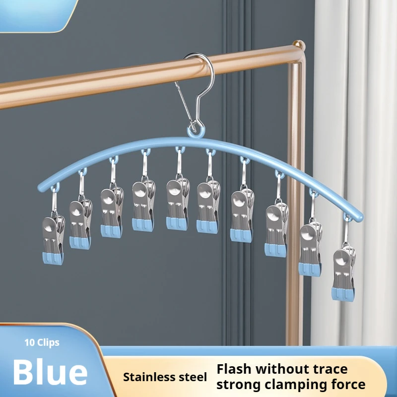 Stainless Steel Clothes Drying Hanger Windproof Clothing Rack 10 Clips Sock Laundry Airer Hanger Underwear Socks Holder Hangers 3