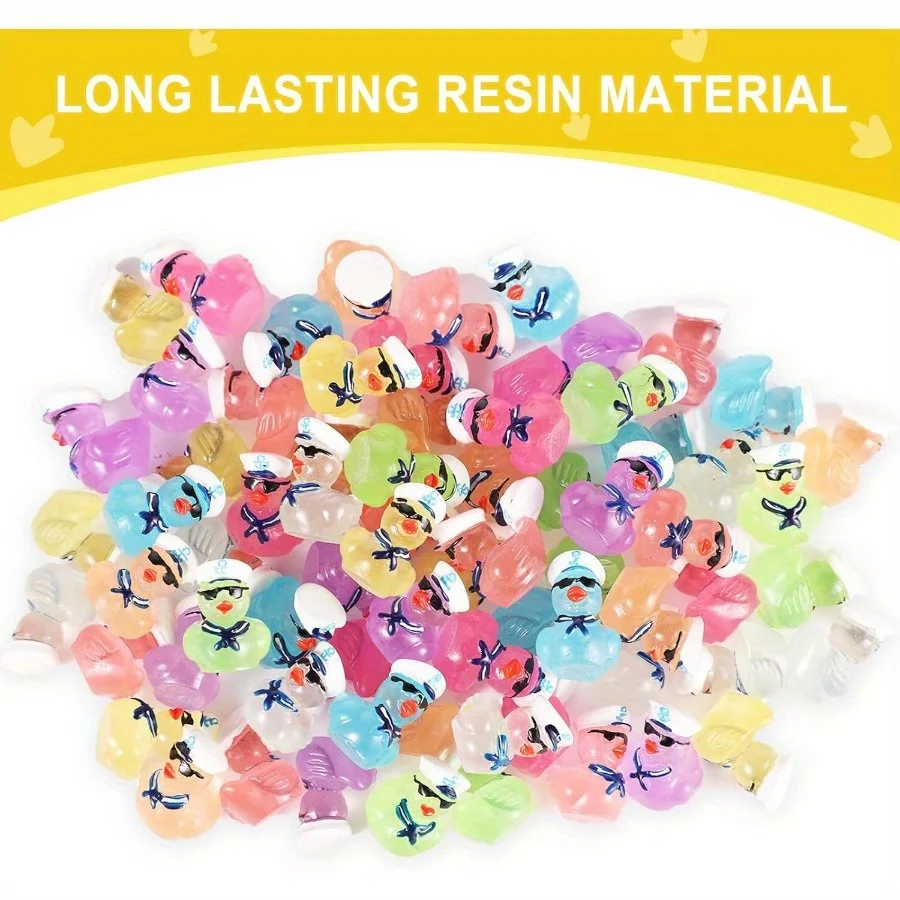 Multicolored mini resin cruise duck with sunglasses glow in the dark tiny colorful sailor resin duck random colors