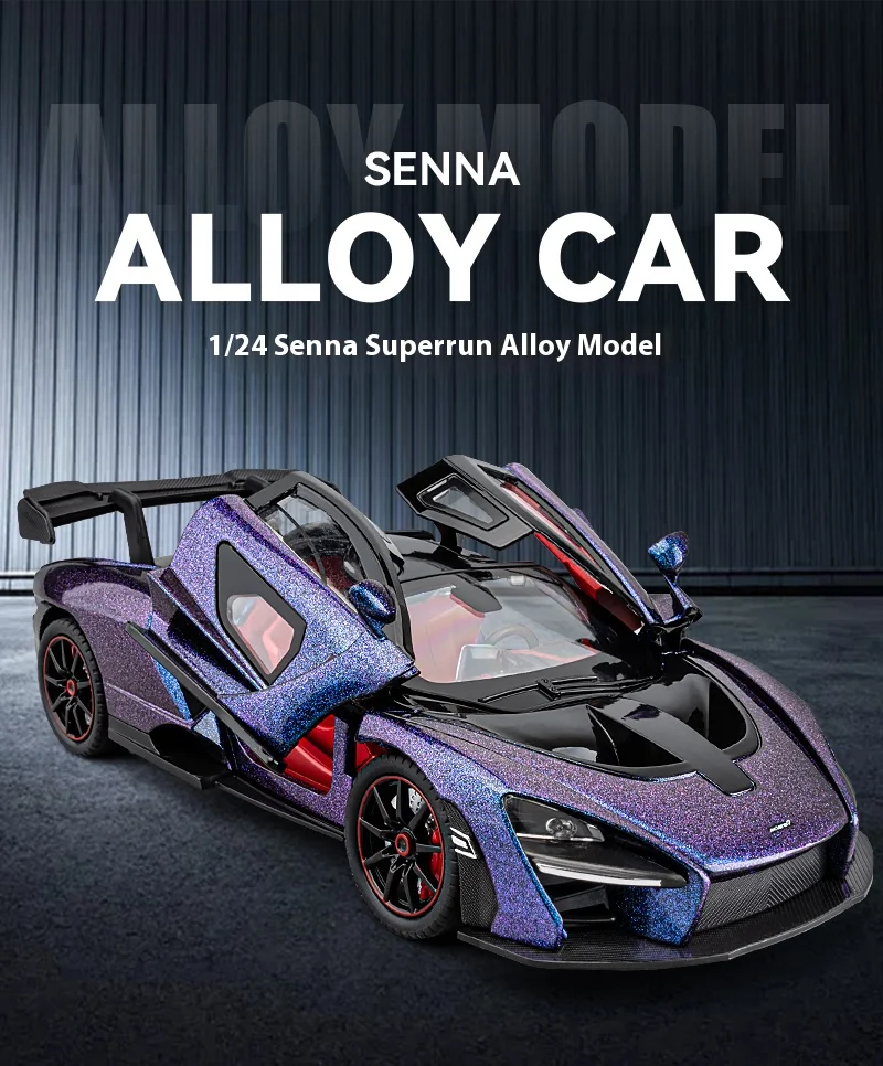 1:24 Mclaren Senna Super Sports Mini Gt Alloy Diecast Model Vehicle Simulation Sound &Amp; Light Birthday Gifts Box For Boyfriend