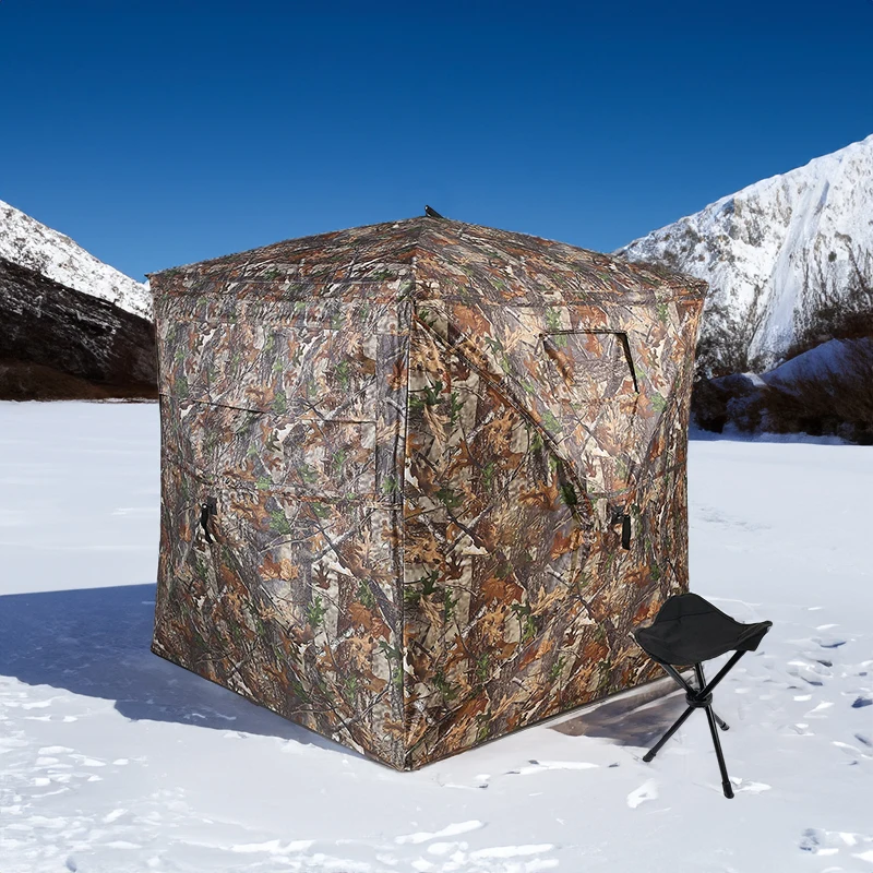 Hunting Blind See Through with Carrying Bag, 2-3 Person Pop Up Ground Blinds 270 Degree, for Deer & Turkey Hunting (Camouflage)