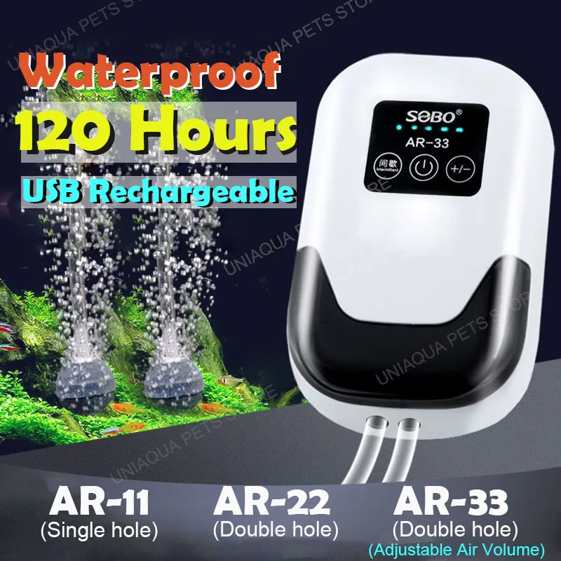 Waterproof 6000mAh Aquarium Oxygen Air Pump Compressor Portable Fish Tank  USB Charging Exhaust Ultra Silent Mute Outdoor Fishing