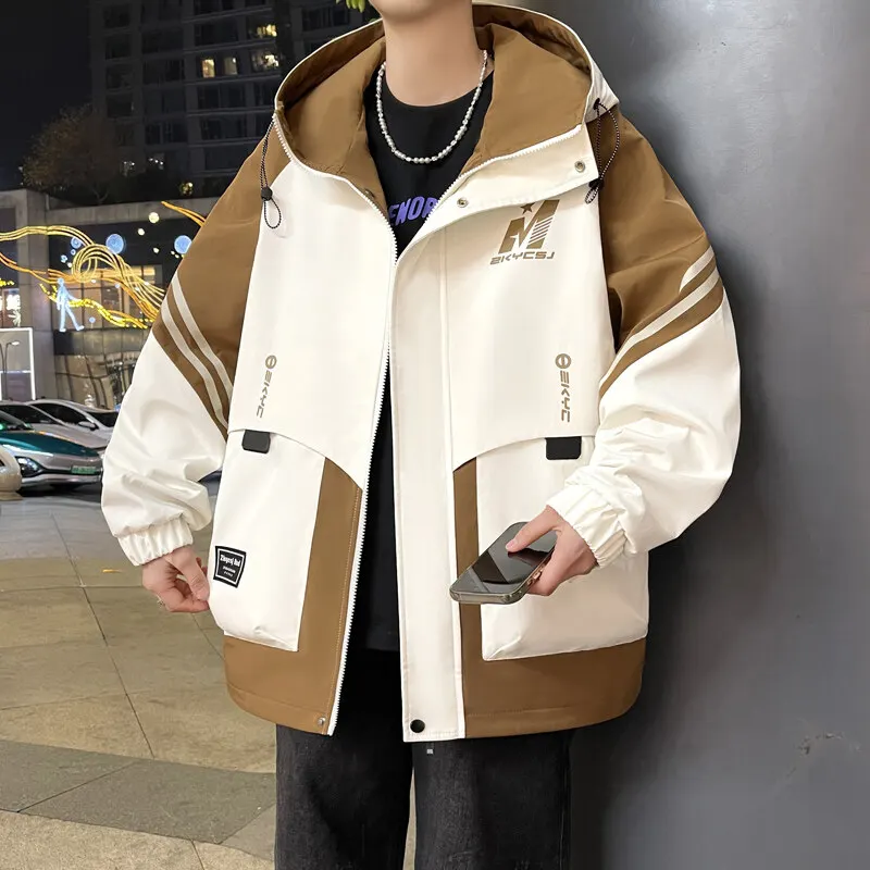 موضة ربيع خريف 2025 سترة بقلنسوة غير رسمية للرجال...