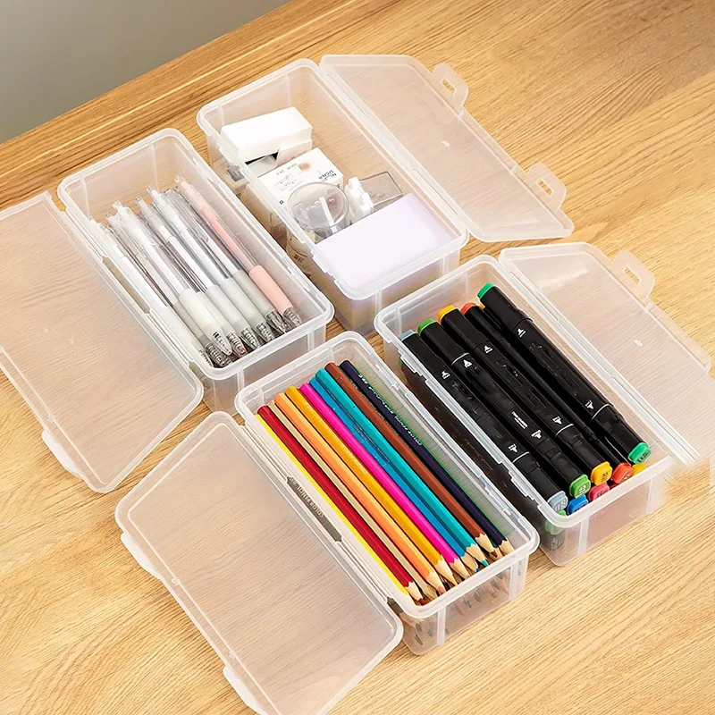 Pencil Case Plastic Transparent Pencil Case Large Capacity Stackable Design Sketch Art Student