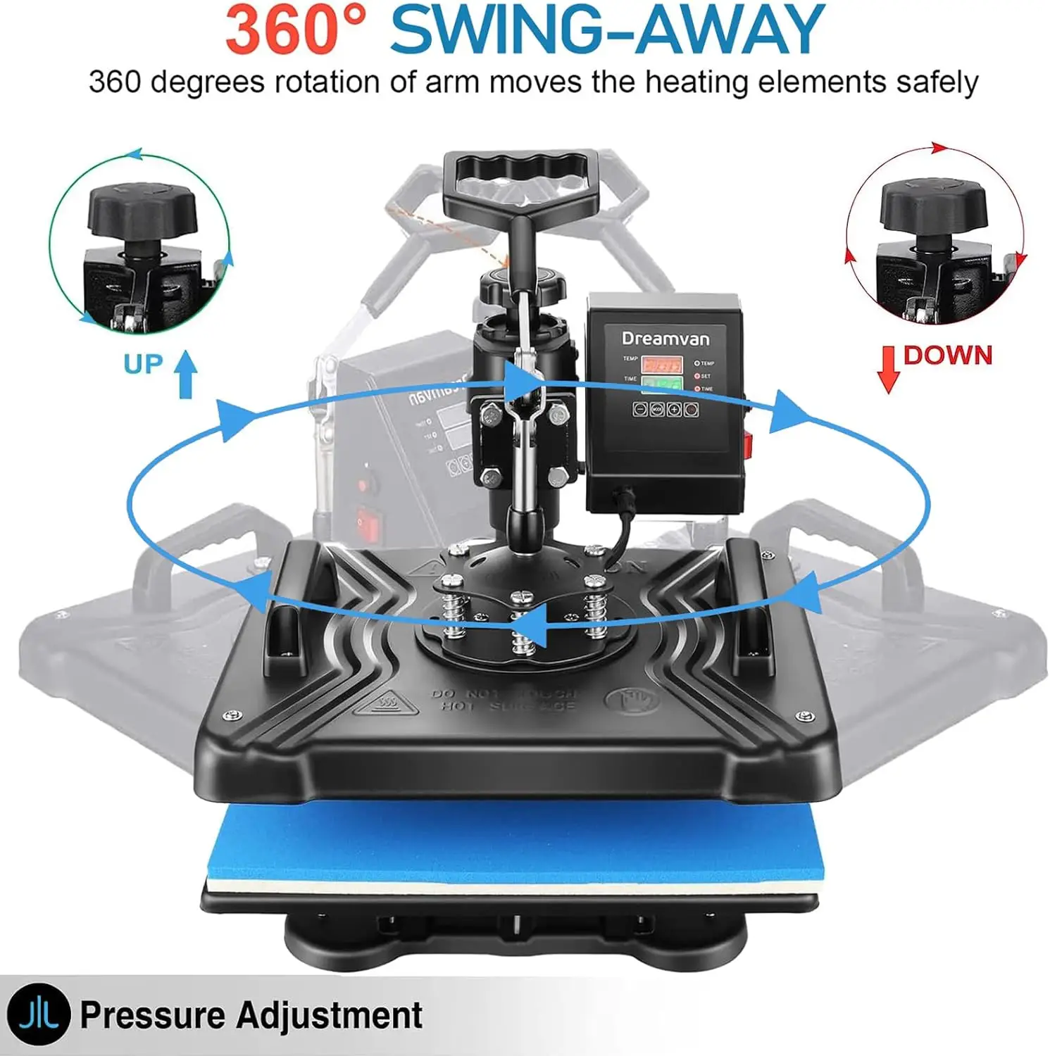 AKEYDIY 5 in 1 Heat Press Machine for t Shirts Professional Swing Away Heat Press Digital Combo 12" x 15" 360-degree Rotation 4
