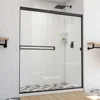 Alliance Pro BG 56-60 in. W x 70 3/8 in. H Semi-Frameless Sliding Shower Door in Matte Black and Clear Glass, glass shower door 1