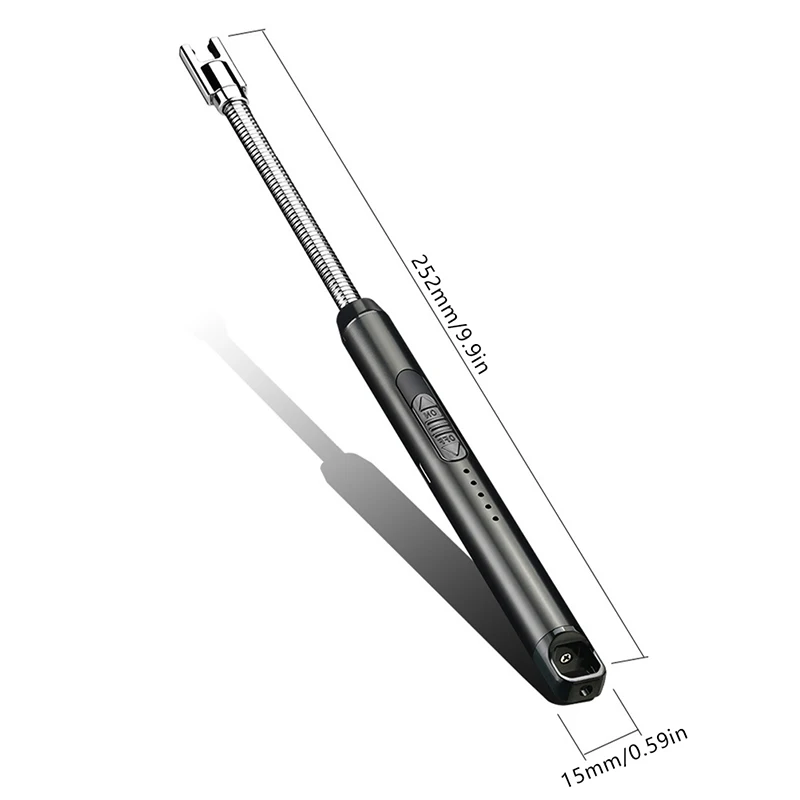 Electric Arc Lighter USB 360&deg; Kitchen Candle Gas Stove Plasma Pulse Outdoor Metal Windproof Power Display Hook Ignition Gun