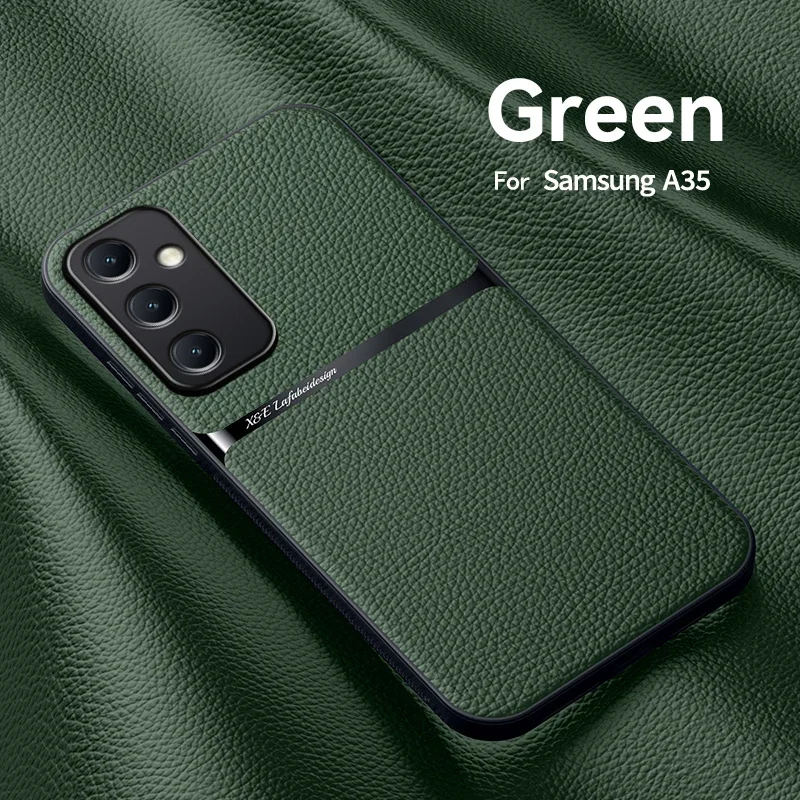 Luxury Magnetic Leather Car Holder Shockproof Soft Back Phone Case