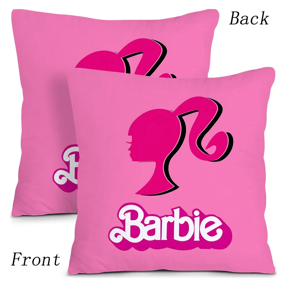 Fashion Doll B-Barbies Pillow Covers Cartoon Sofa Decorative Home Double-sided Printing Short Plush Cute Cushion Cover