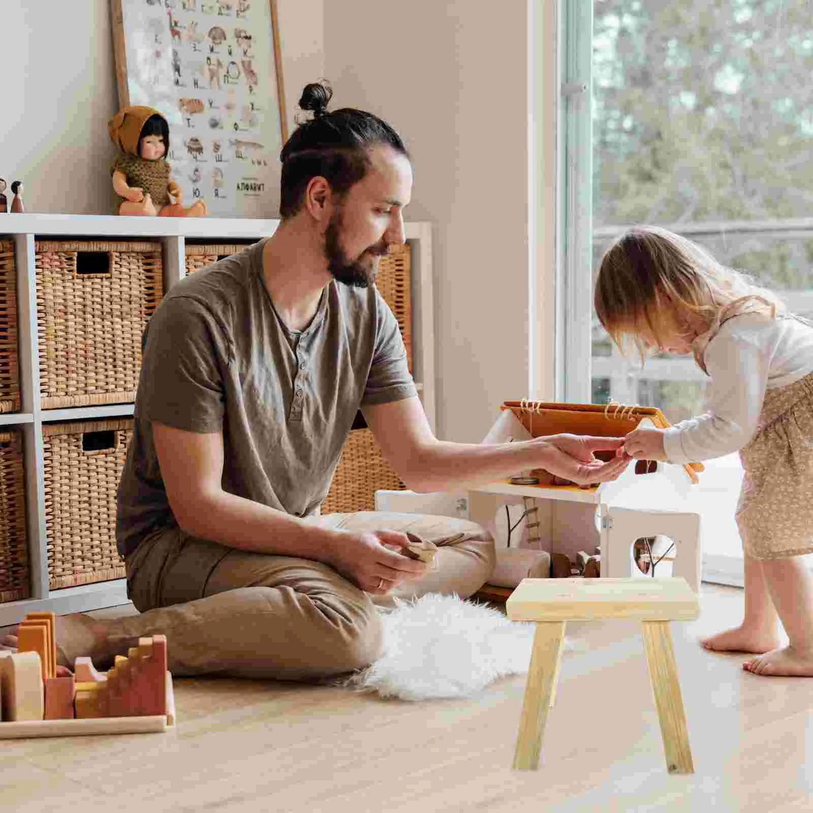 

Круглый стул для ванной комнаты, детские деревянные утолщенные мини стулья для ног, ступенчатые стулья для малышей