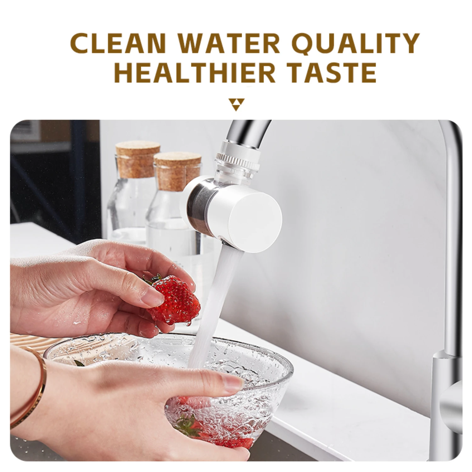 Faucet Water Filter Stainless Steel PP Cotton Filter Rotation For Various Faucets