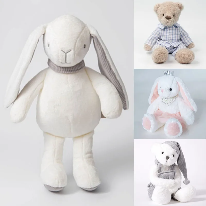 Plush Pajamas Bear Doll kawaii Baby Long Ear Rabbit Stuffed Toy Kids Sleeping Comfort Doll Newborn Educational Toy Room Decor